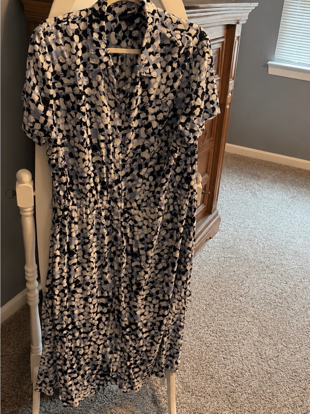 Talbots Blue and White Printed Midi Dress